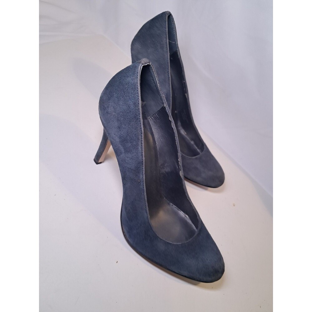 Max Studio Marais Dark Blue Suede Pumps 3.5" Heels Slip On Almond Toe Size 6M